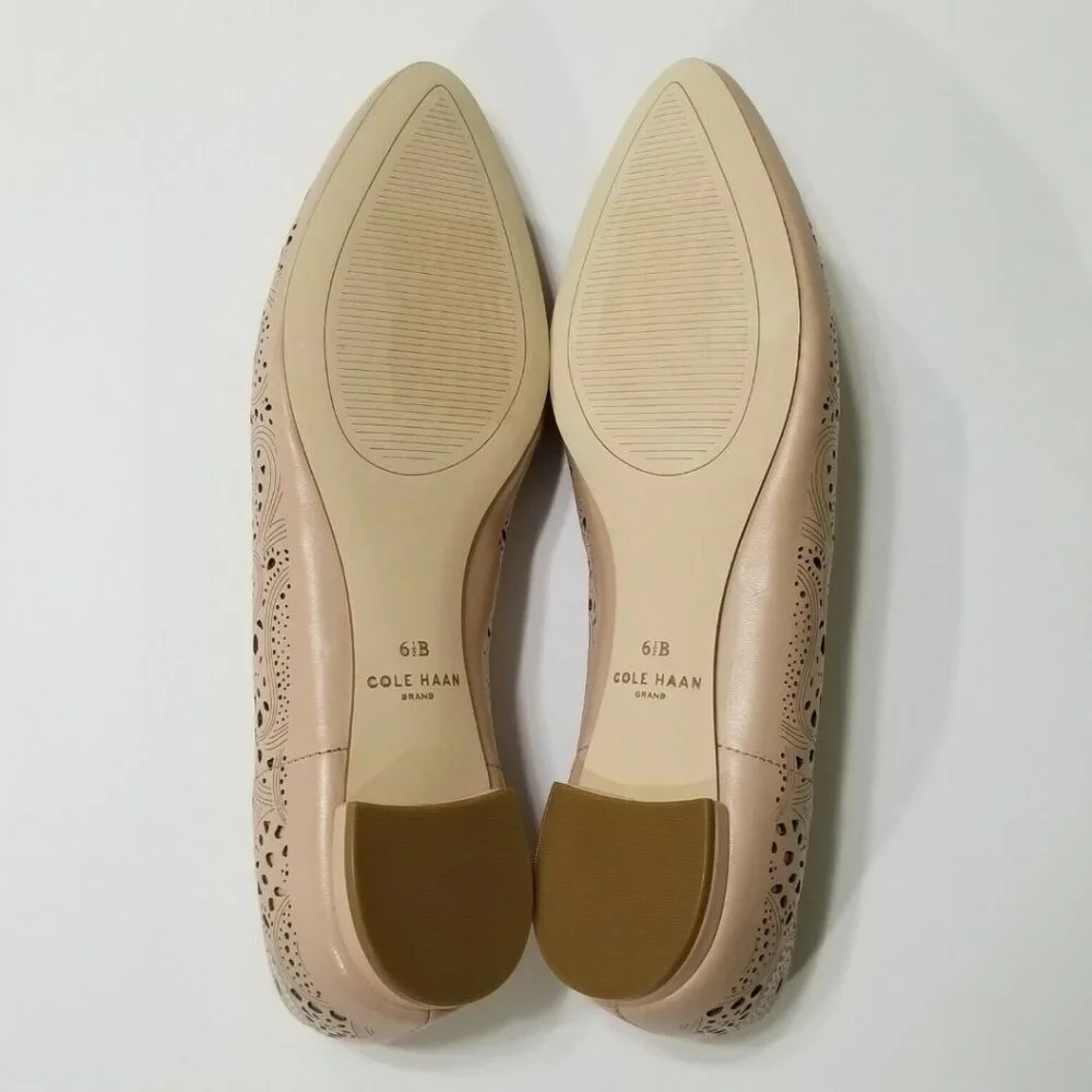NIB Cole Haan Callie Laser-Cut Leather Flats in Mahogany Rose Size 6.5,8.5,9,9.5